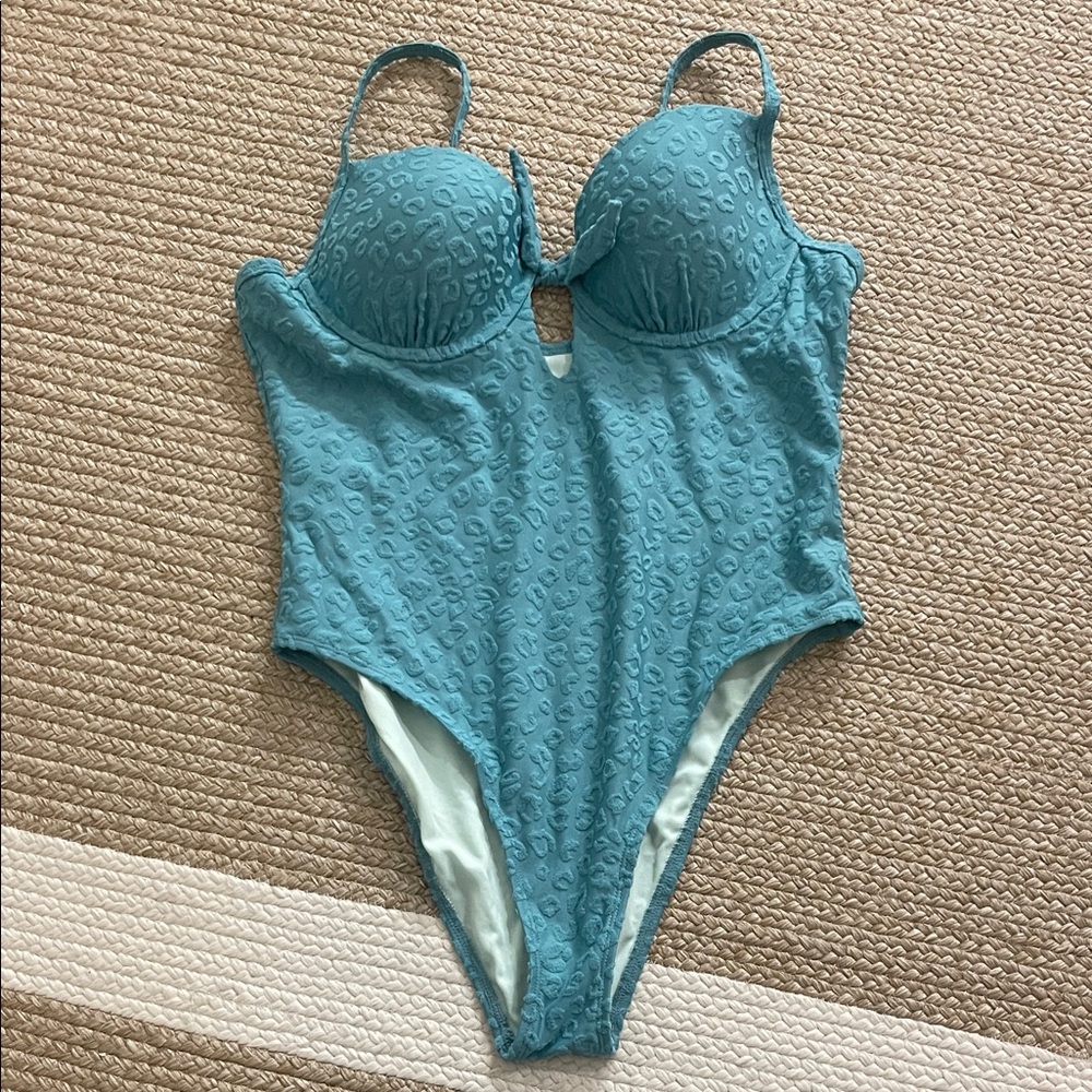 Teal Textured One-Piece Swimsuit